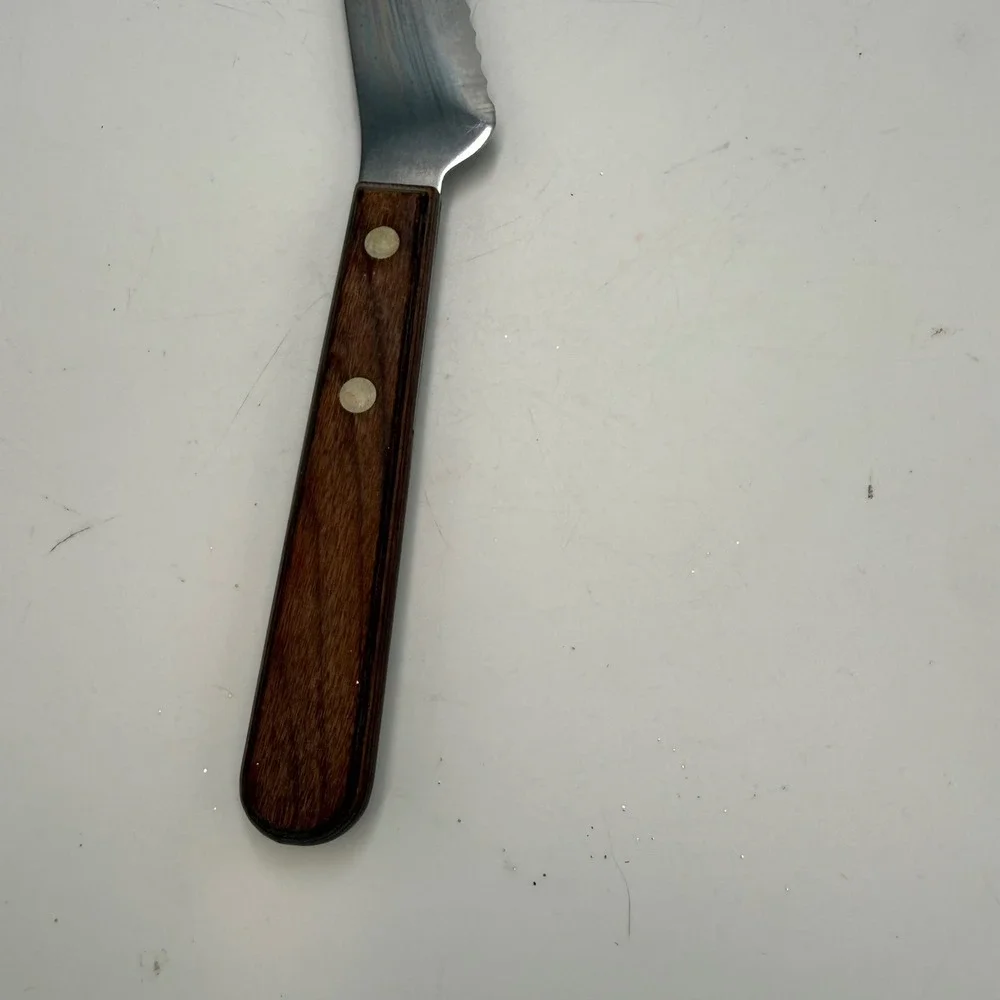 Vintage Ekco USA Flint V Stainless Vanadium Serrated Tomato Knife Wood Handle